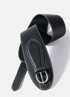 Black Leather Wide Waist Belt