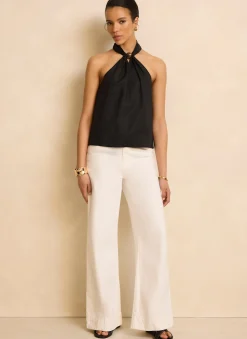 Black Linen Halter Top