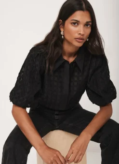 Black Petal Detail Shirt