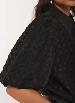 Black Petal Detail Shirt
