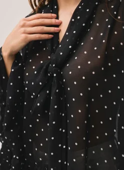 Black Polka Dot Print Blouse