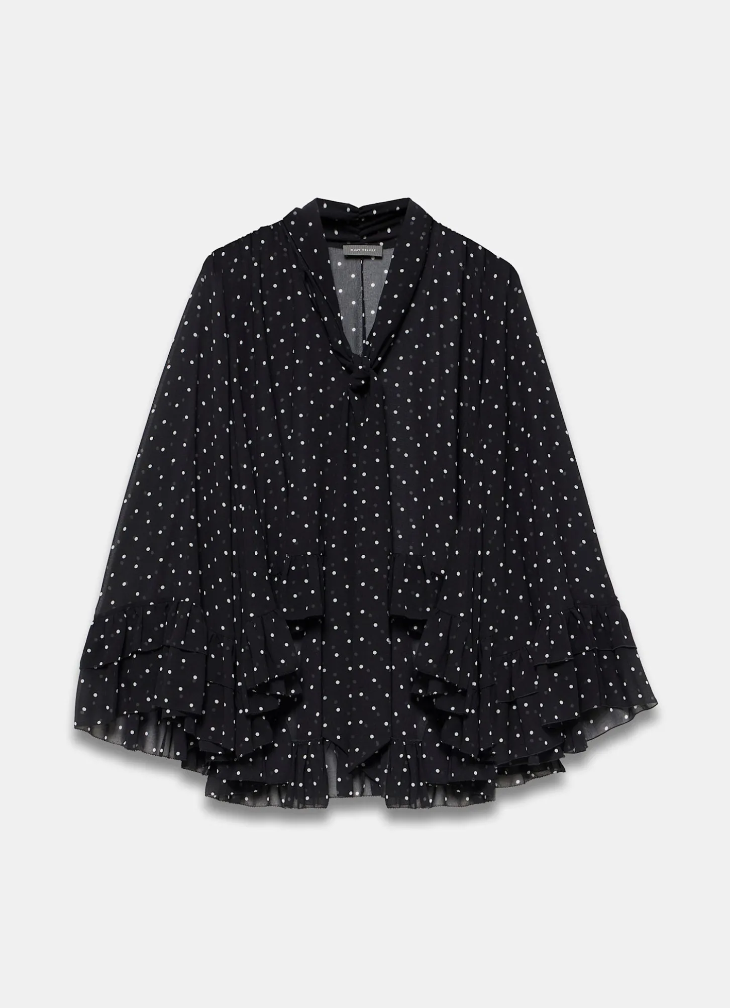 Black Polka Dot Print Blouse