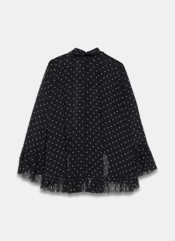 Black Polka Dot Print Blouse