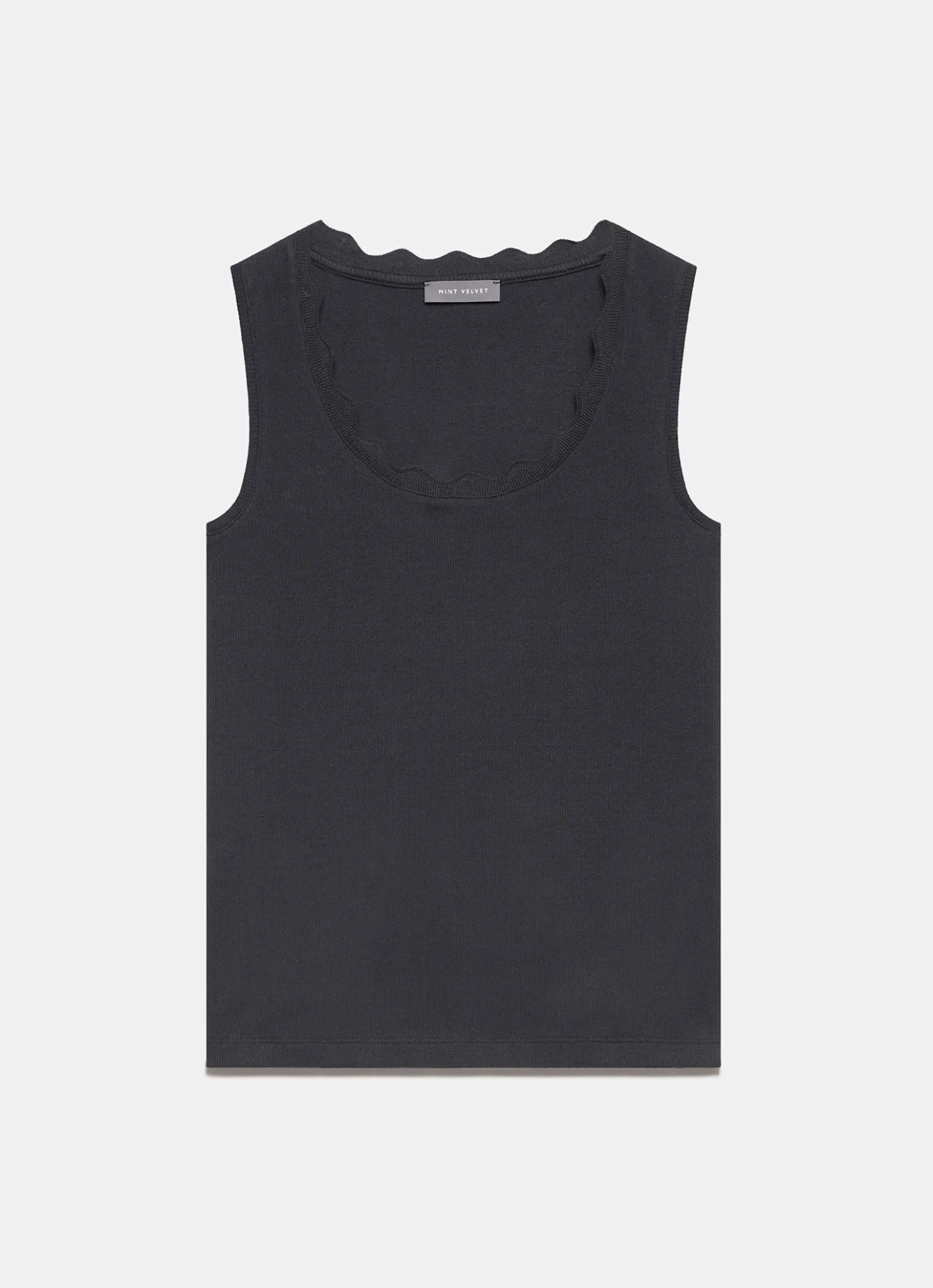Black Scallop Trim Vest Top