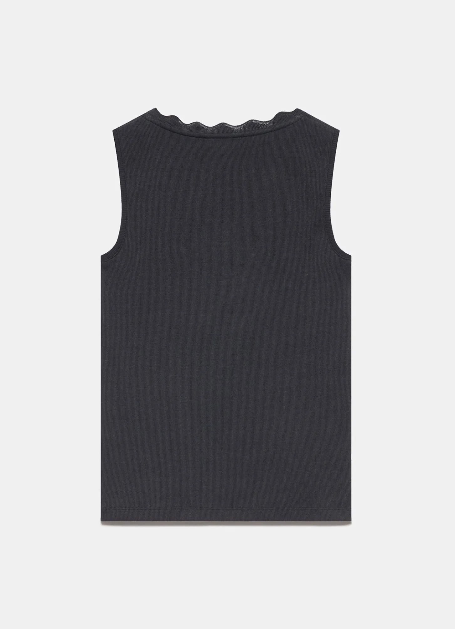 Black Scallop Trim Vest Top