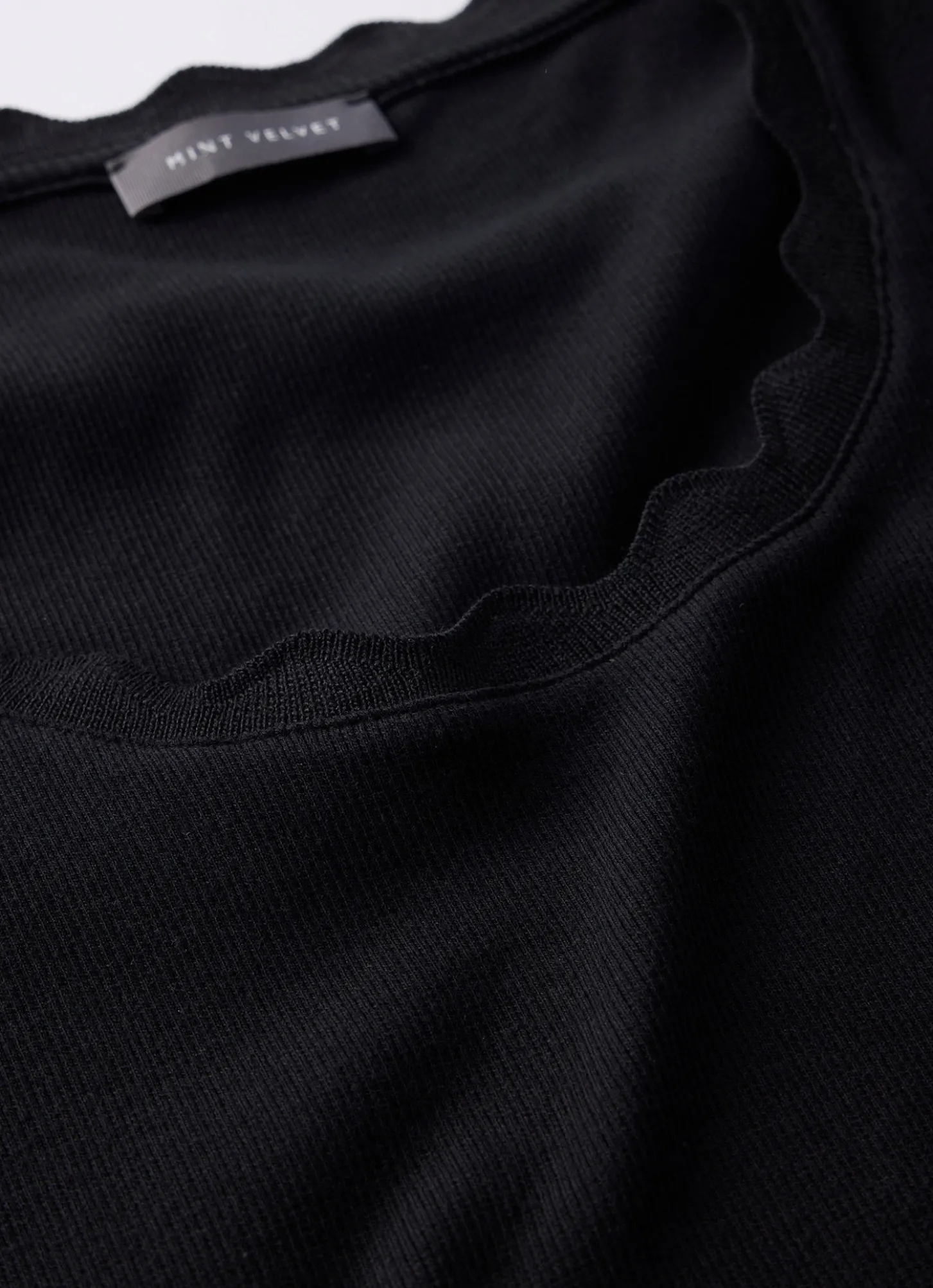 Black Scallop Trim Vest Top