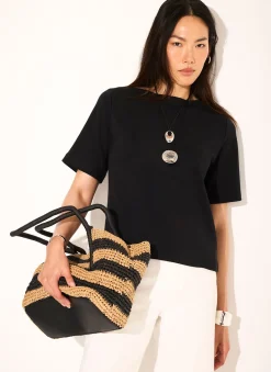Black Slash Neck T Shirt