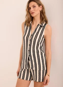 Black Stripe Beach Short Set