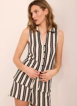 Black Stripe Beach Short Set
