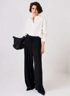Black Tie Detail Wide Trousers