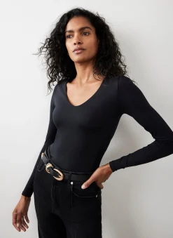 Black V Neck Layering Top