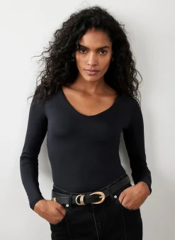 Black V Neck Layering Top