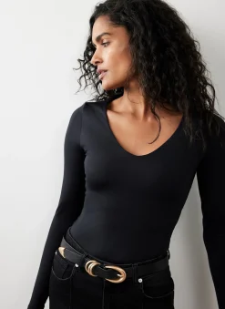 Black V Neck Layering Top