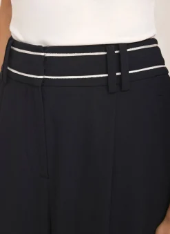 Black Waist Detail Wide Trousers