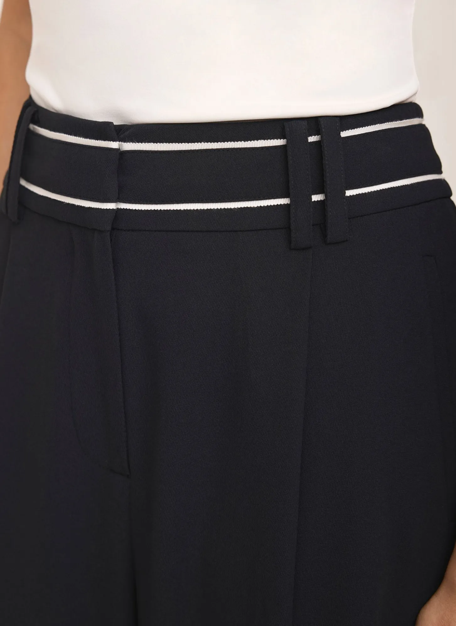 Black Waist Detail Wide Trousers