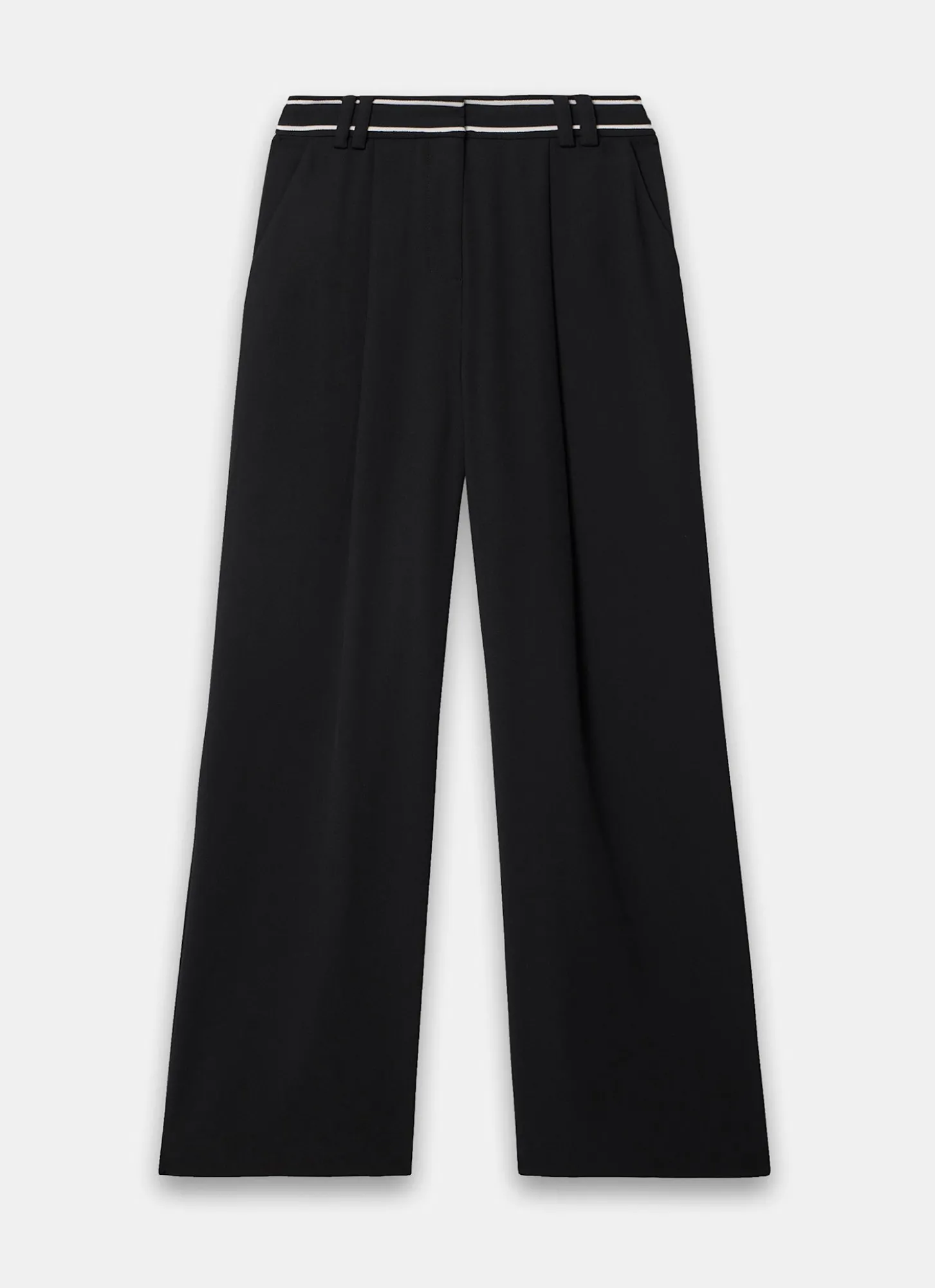 Black Waist Detail Wide Trousers