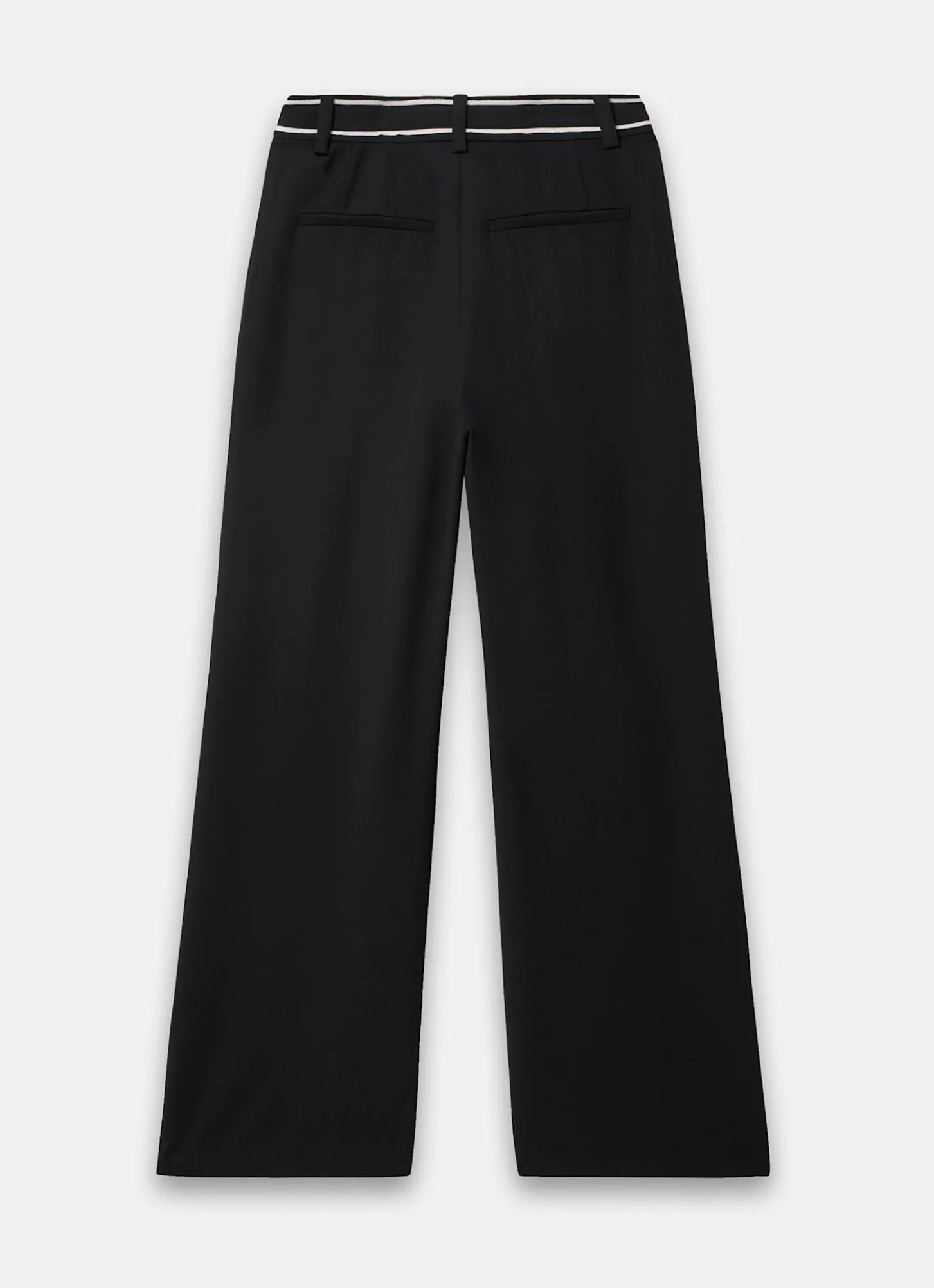 Black Waist Detail Wide Trousers