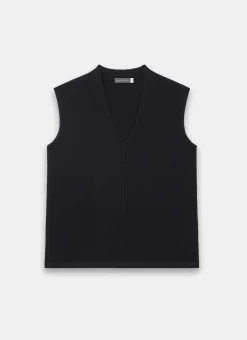 Black Wool Blend Sleeveless Knit Top