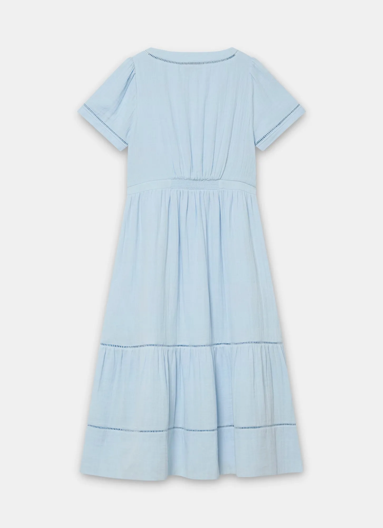 Blue Cotton Cheesecloth Midi Dress