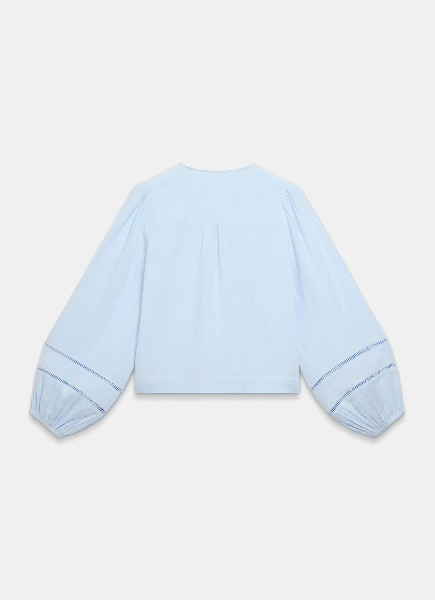 Blue Cotton Cheesecloth Open Stitch Blouse
