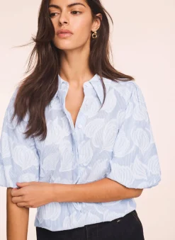 Blue Cotton Jacquard Striped Shirt
