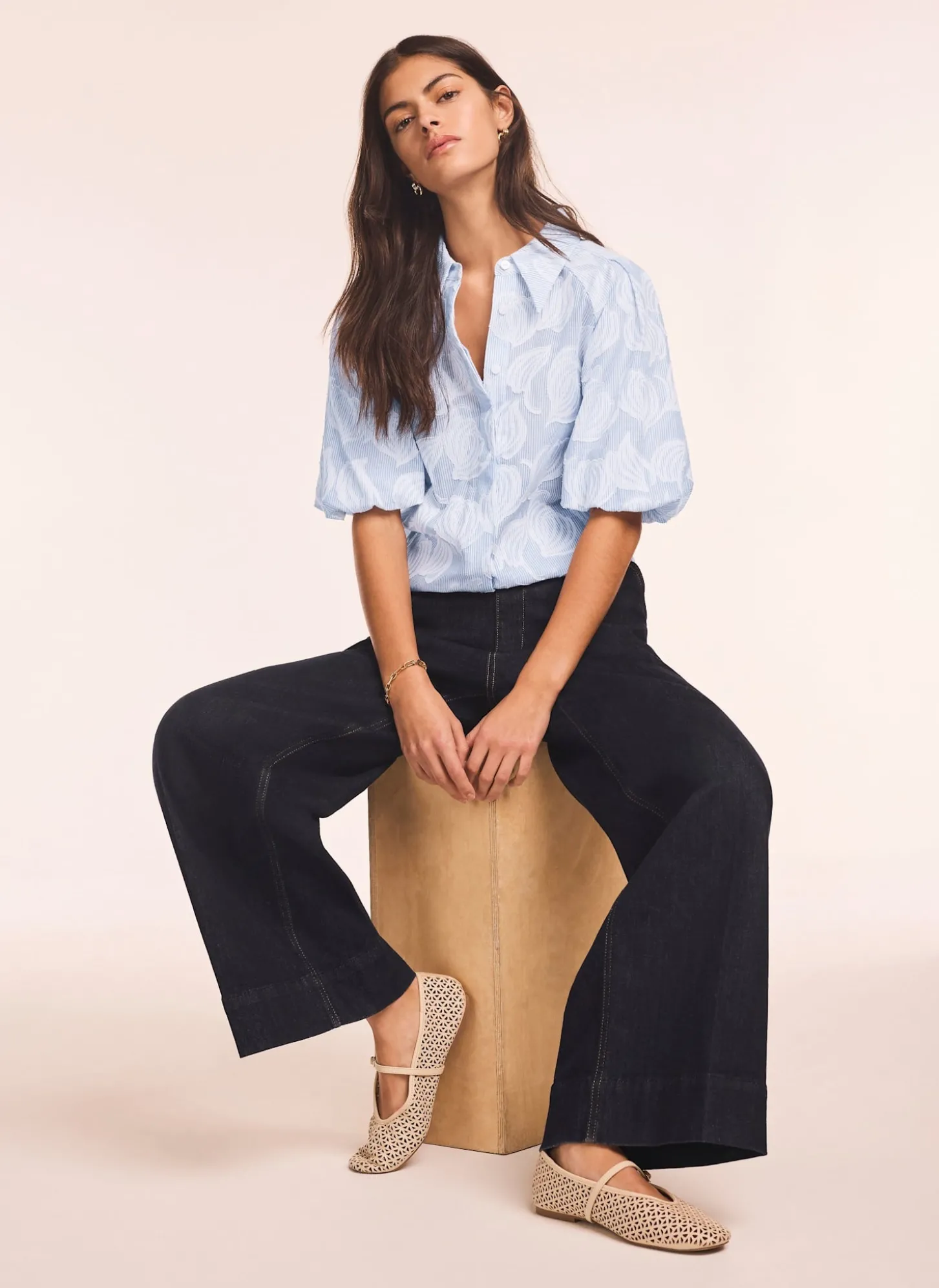 Blue Cotton Jacquard Striped Shirt