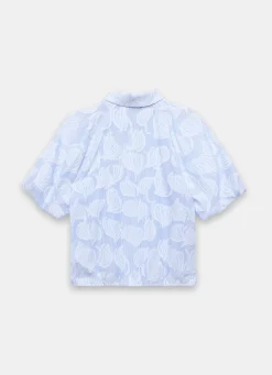 Blue Cotton Jacquard Striped Shirt