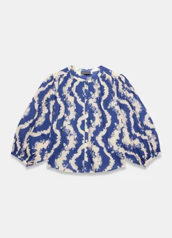 Blue Cotton Printed Blouse