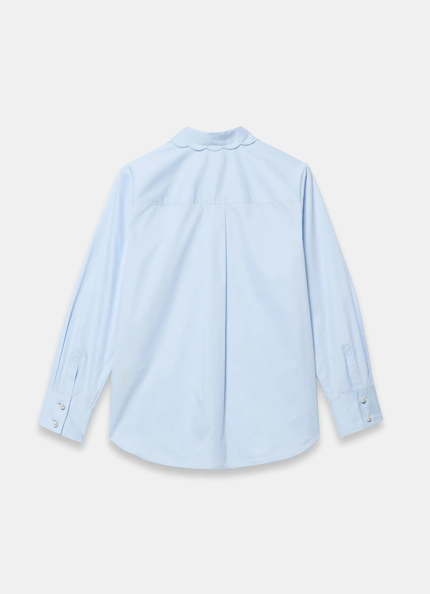 Blue Cotton Scallop Detail Shirt
