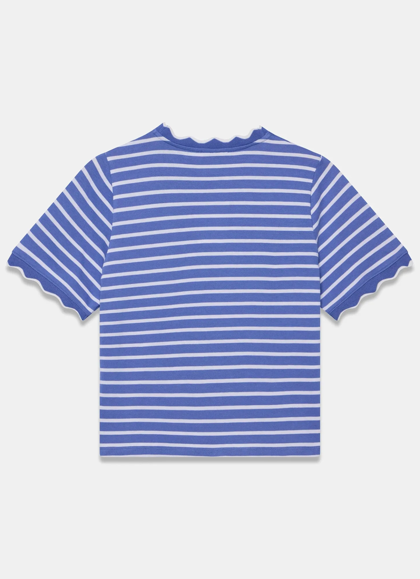 Blue Cotton Striped Scallop T-Shirt