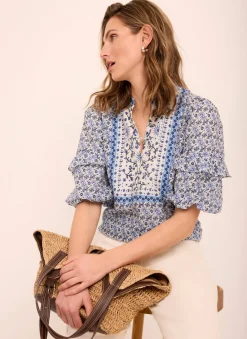 Blue Floral Print Blouse