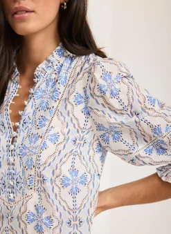 Blue Floral Print Mini Dress