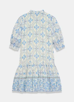 Blue Floral Print Mini Dress