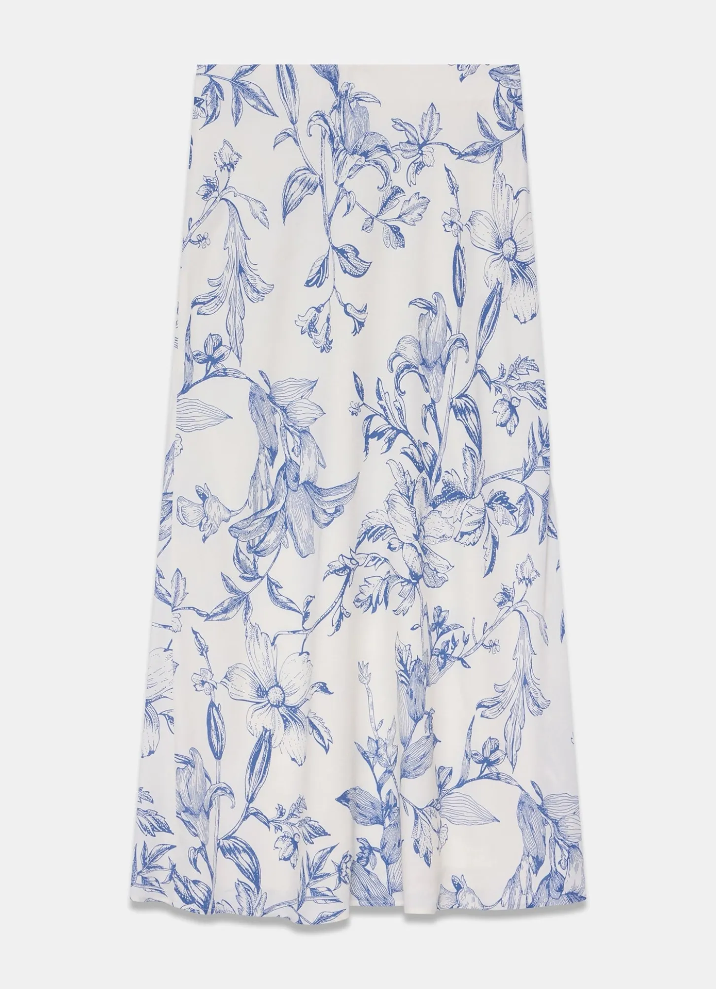 Blue Floral Print Slip Skirt