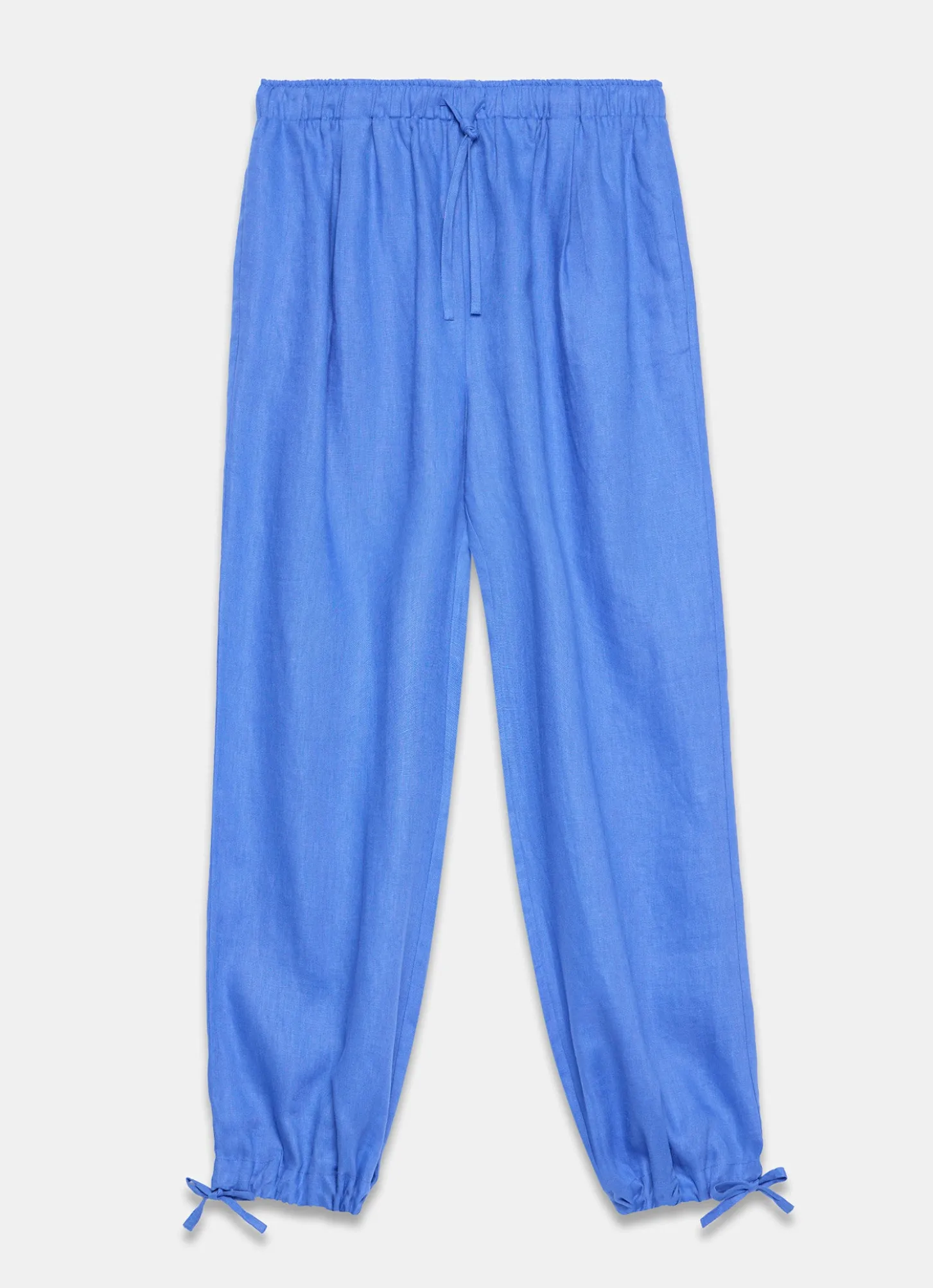 Blue Linen Balloon Trousers