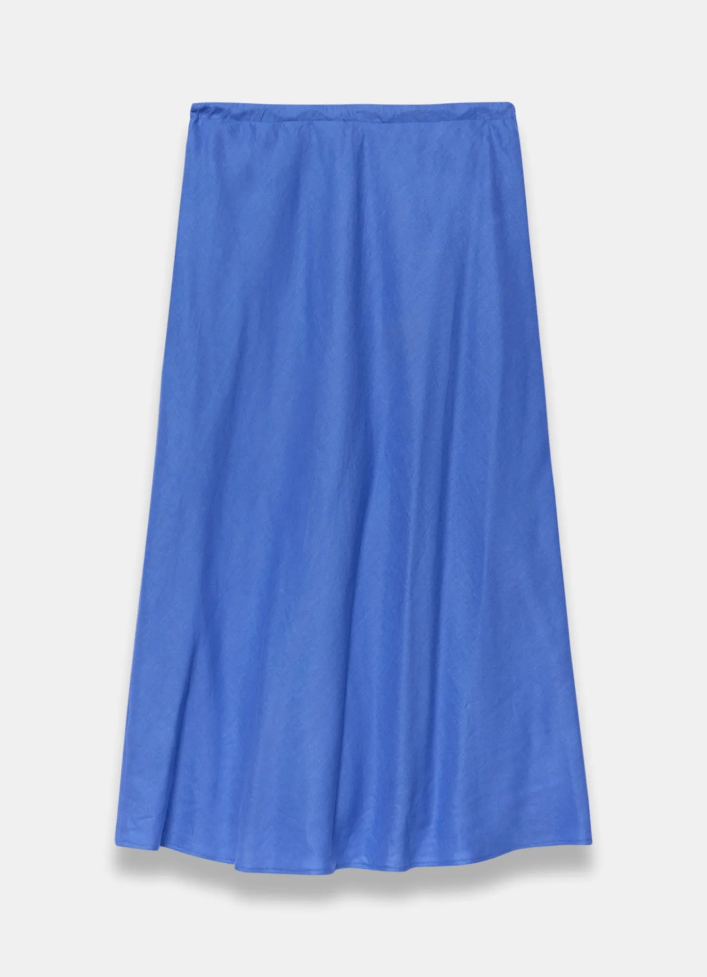 Blue Linen Bias Midi Skirt