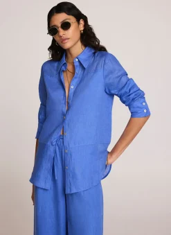 Blue Linen Blend Shirt