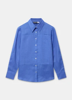 Blue Linen Blend Shirt