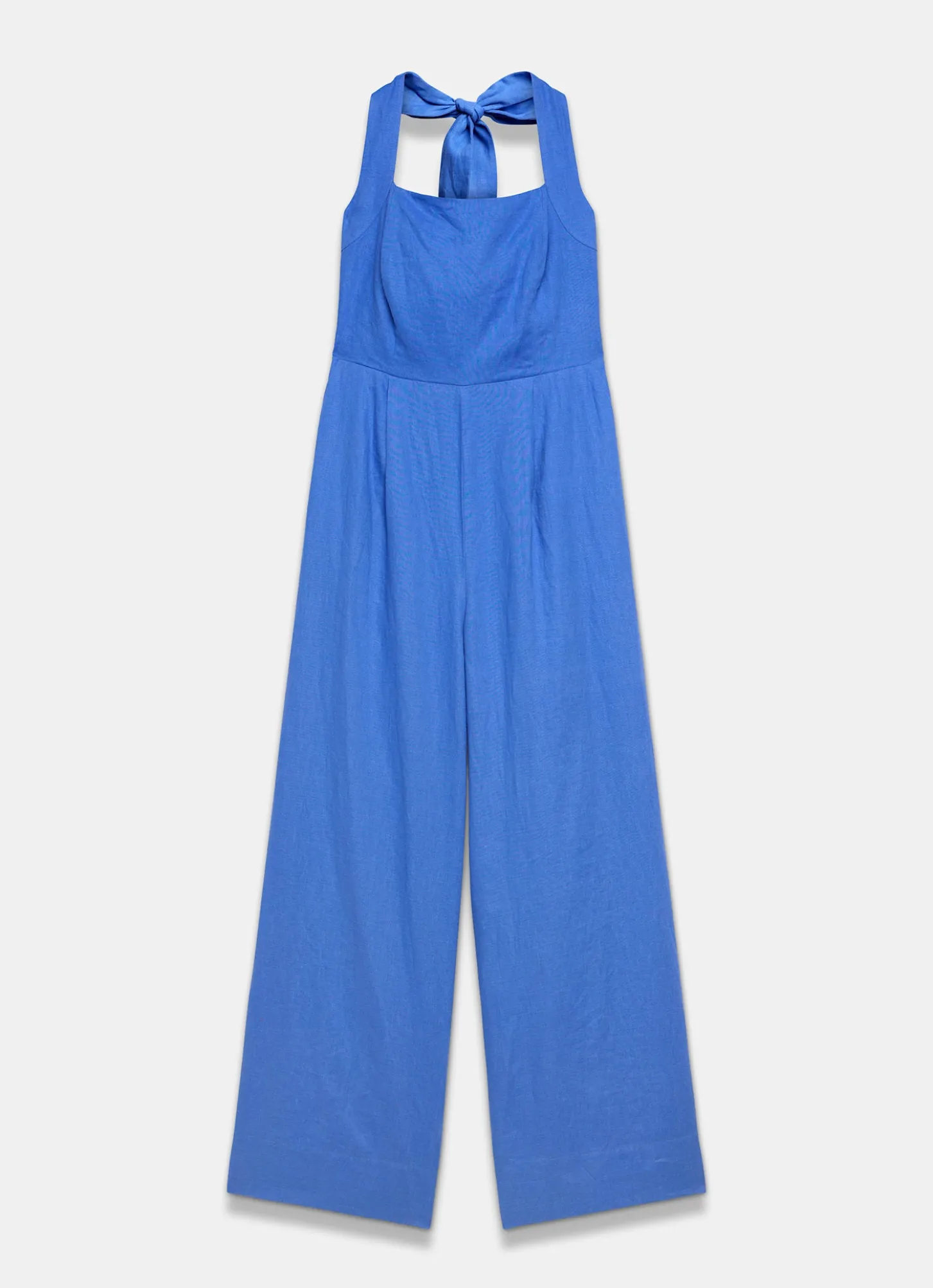 Blue Linen Halter Jumpsuit