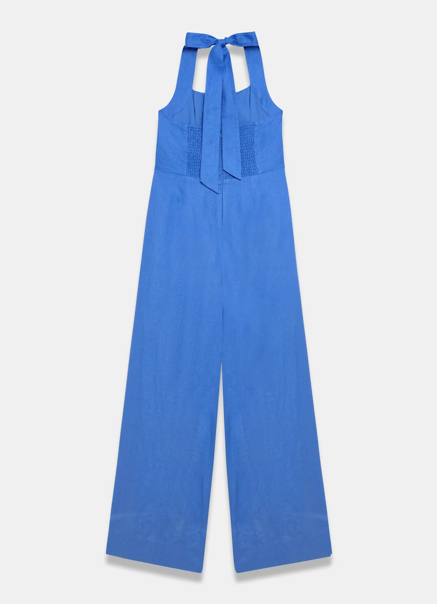 Blue Linen Halter Jumpsuit
