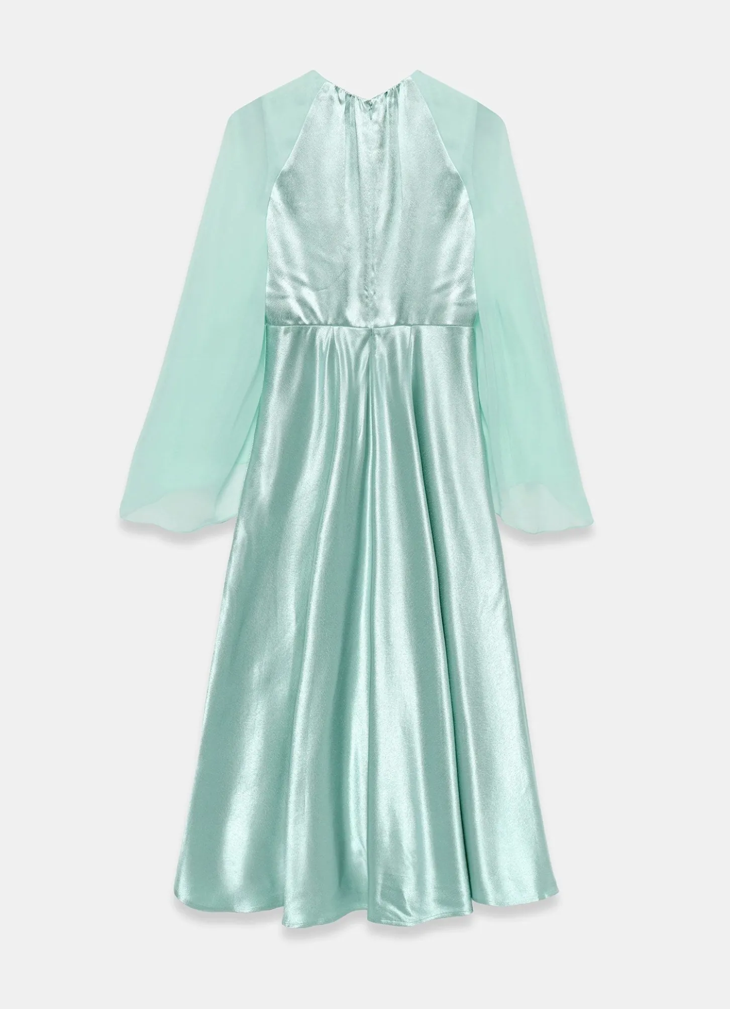 Blue Satin Cape Maxi Dress