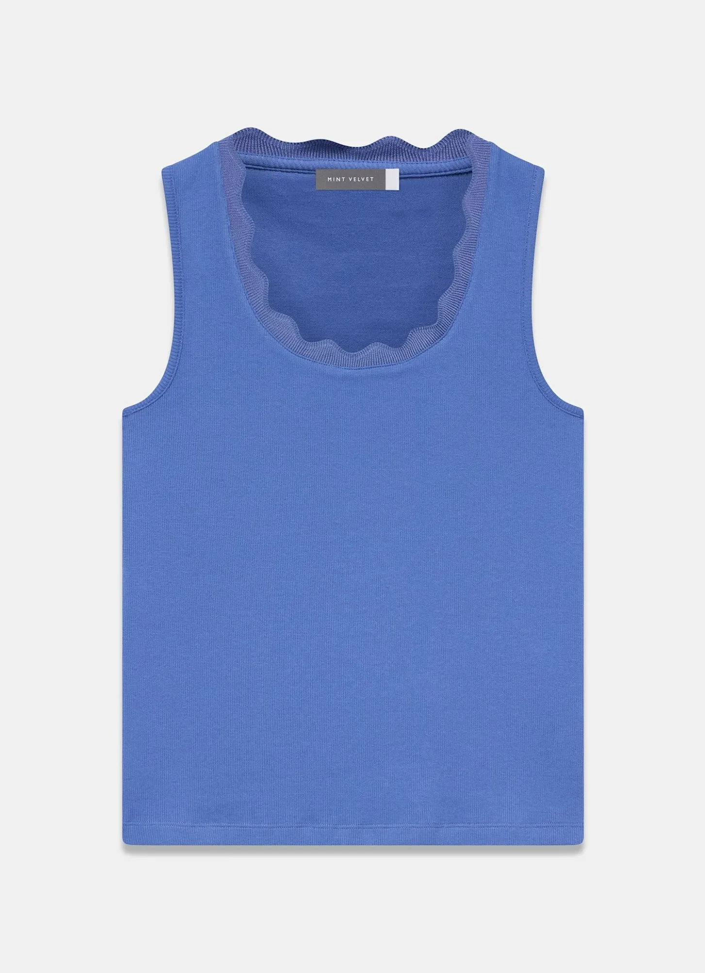 Blue Scallop Trim Vest Top