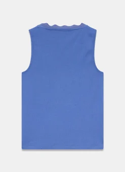 Blue Scallop Trim Vest Top
