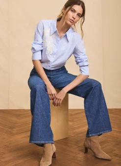 Blue Stripe Embroidered Shirt