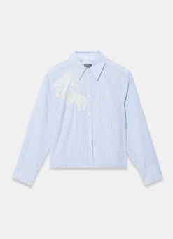 Blue Stripe Embroidered Shirt