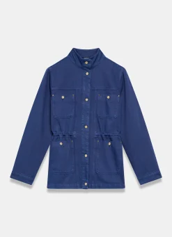 Blue Washed Cotton Utility Shacket