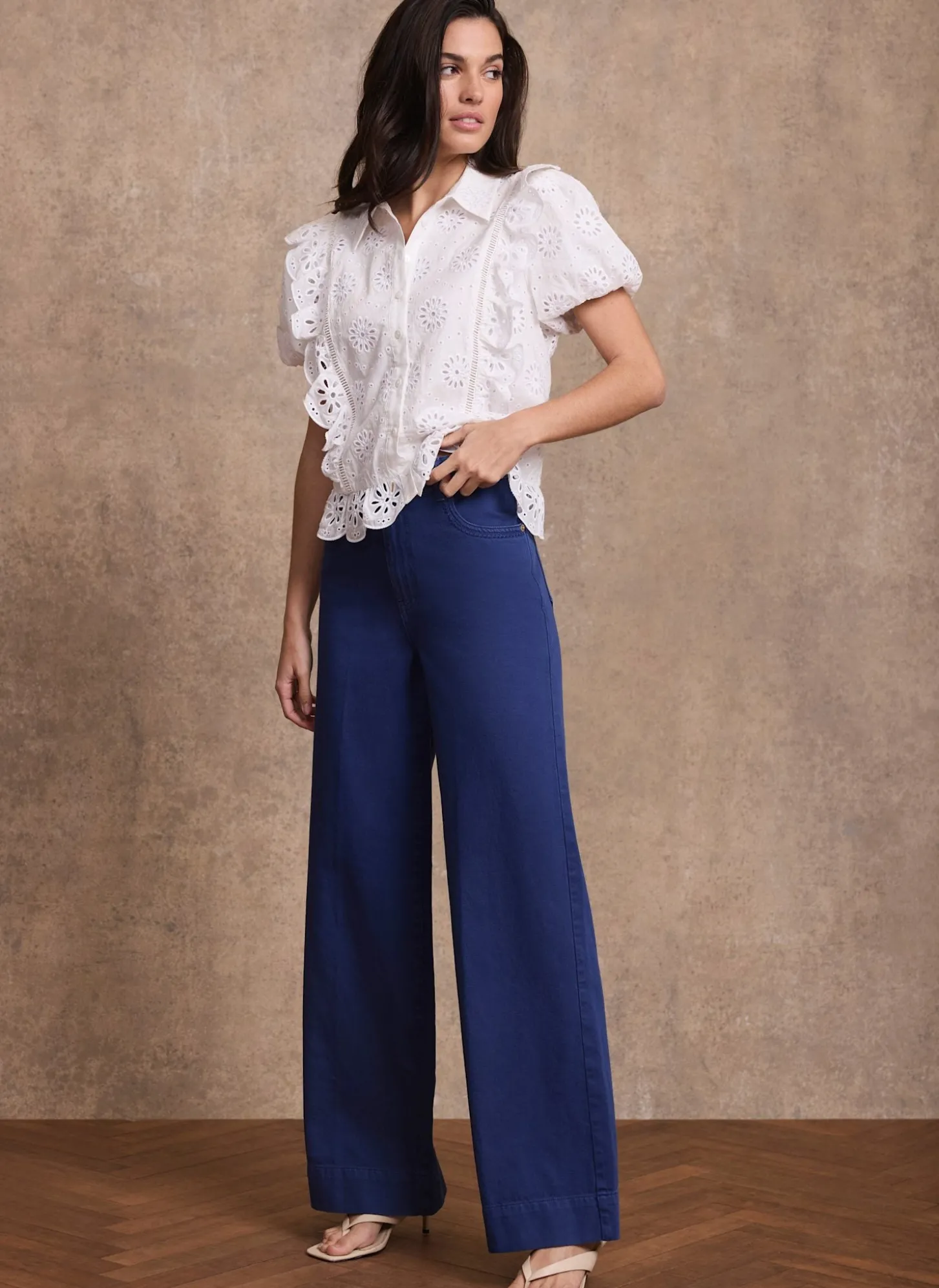 Blue Washed Refined Wide Jeans