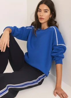 Blue Whipstitch Detail Sweatshirt