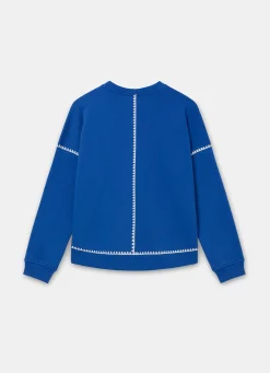 Blue Whipstitch Detail Sweatshirt