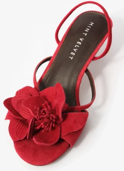 Bri Red Suede Flower Detail Heels